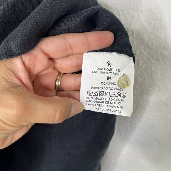Souq Black Linen Blouse Size M pullover, Lagenlook, Boho, breathable, comfort - Picture 7 of 8